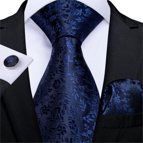 Gift Men Tie Purple Black Solid Floral Silk Wedding Tie For Men DiBanGu New Designer Hanky Cufflink Business Men Tie Set MJ-7272