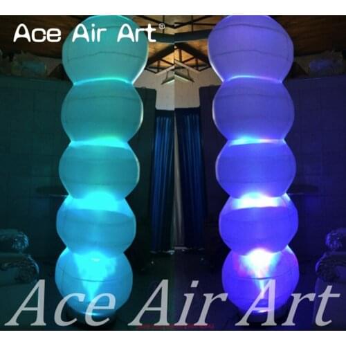 Event used indoor decoration Oxford made stacked beads Inflatable colorful ball Tower led pillar for wedding