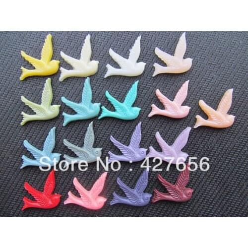 17pcs Multiclor Colors Flatback 19mm Resin Bird/Dove/Swallow Cabochon/Cameo Pendant Charm,fit Base Setting Tray ,DIY Accessory