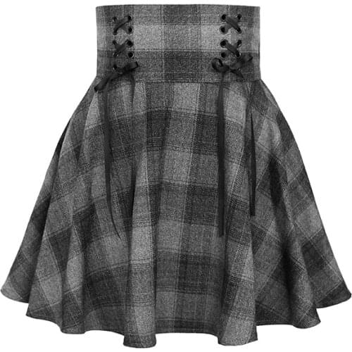 Plus Size Harajuku Short Pleated Skirt Women High Waist School Girl Korean Plaid Skirt Female Gothic Punk Sexy Mini Casual Skirt