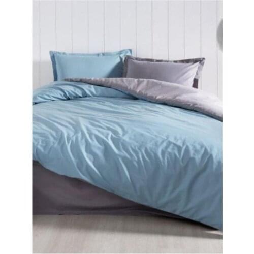 Blue Anthracite Plain Solid Duvet Cover Set Cotton 4 Pcs Queen Double Full Size Bedding Bed Linens