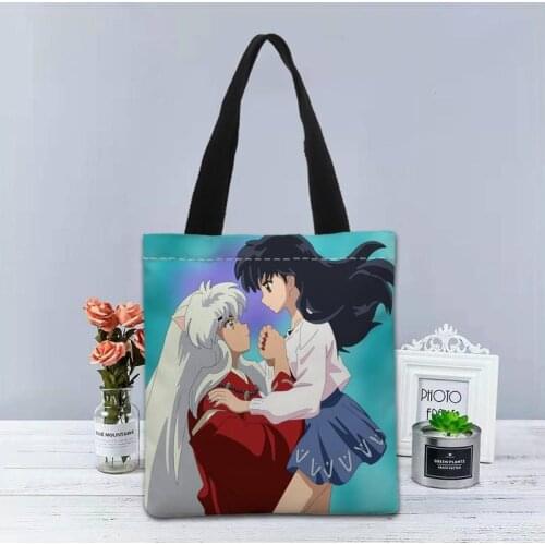 Anime InuYasha Handbag Foldable Shopping Bag Reusable Eco Large Unisex Canvas Fabric Shoulder Bags Tote Grocery Cloth Pouch 1208