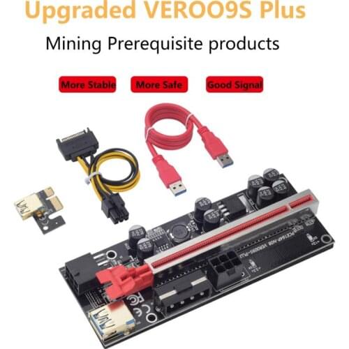 VER009S Plus USB 3.0 PCI-E Riser Card Card Extender Express 1X To16x Extender Pcie Riser Adapter Card SATA 15pin To 6 Pin Power