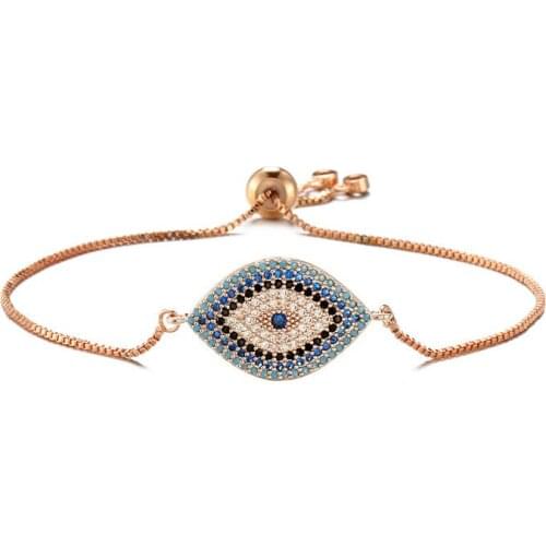 Evil Eye AAA Zircon Bracelet For Women Rose Gold Silver Color Copper Trendy Charn Womens Bracelet Female Jewelry Gift Party