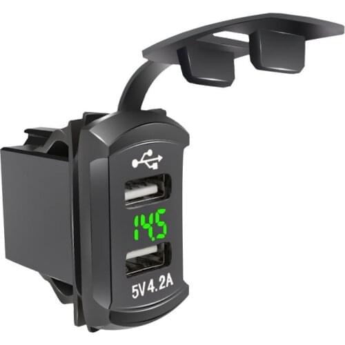 12V/24V 4.2A Dual USB Charger Socket Waterproof with LED Voltmeter for Rocker Switch Panel Marine Boat Motorcycle ATV RV Truck