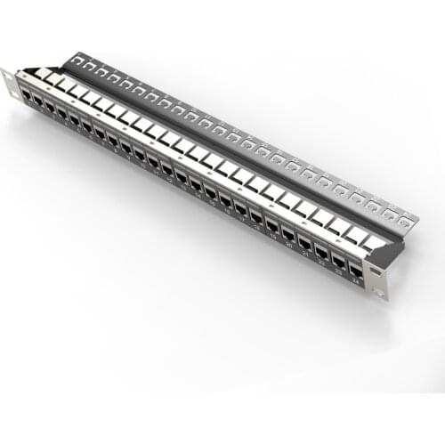 Cat5e Cat6 24-Port Loaded RJ45 Female to Female Feed Through Patch Panel 19" 1U Rack Mount Includes Cable Manager Support Bar