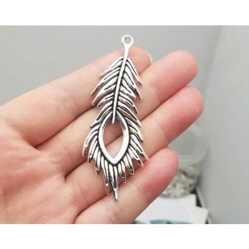5pcs/lot--71x28mm, Antique silver plated Peacock Feather charms,DIY supplies,Jewelry accessories