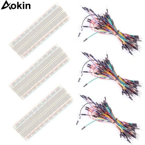 830 Point Proyotype Solderless PCB Breadboards with 3 Tie Jumper Wires for Arduino