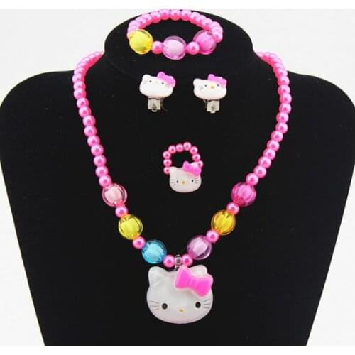 9set Baby Girls Imitation Pearls princess Beads mix animal shape Cute Necklace Bracelets Kids Children Jewelry Party Xmas gifts