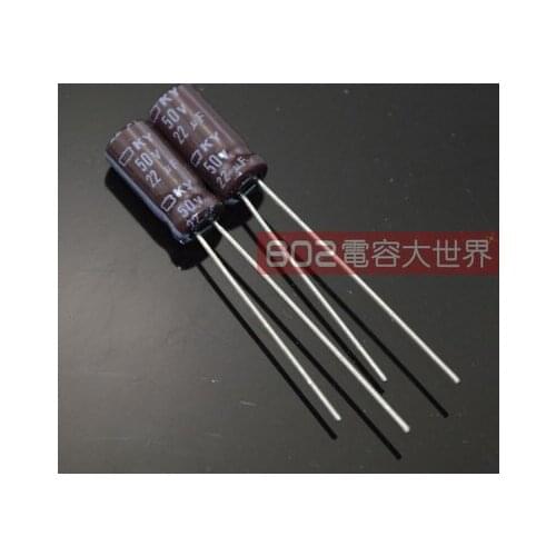 100pcs 22uF 50V NIPPON NCC KY Series 5x11mm Low ESR 50V22uF Aluminum Electrolytic Capacitor