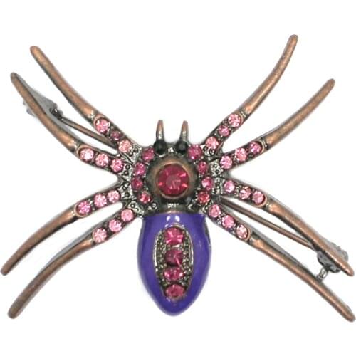 Spider Rhinestone Brooches For Women Men Spider Enamel Brooch Jewelry pins Retro Boutonniere Hijab Pin
