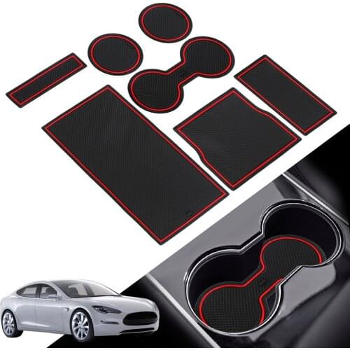 Gate Slot Center Protective Cup Holder Pads Anti Slip Mat For Tesla Model 3 Auto Interior Accessories Car Console Wrap Mat