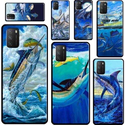 Blue Marlin Painting For Xiaomi Mi Note 10 Lite Mi 11 Ultra 9T 10T Pro A3 Phone Case For POCO F3 F2 M3 X3 Pro