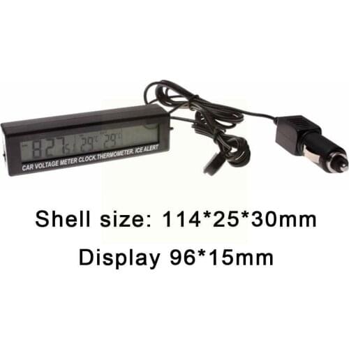 3 in 1 Digital Car Thermometer Battery Voltage Monitor LCD New 12V/24V Socket Car Auto Clock Cigarette Voltmeter Thermomete B2X7