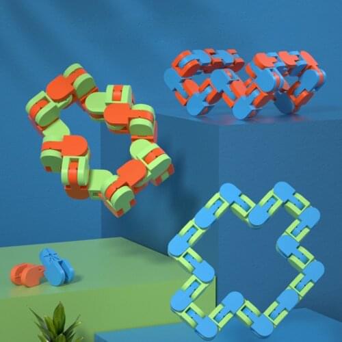 Color Puzzle Chain Fidget Toys Decompression Rail Chain Adults Stress Relieve Phone Holder Puzzles Hand Spinner Sensory Kids Toy