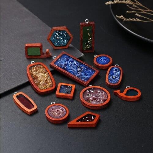 2020 New 13 pcs Natural sandalwood Dried Flower Resin Decorative Craft DIY base care Frame Pendant Bezel makeing for jewelry