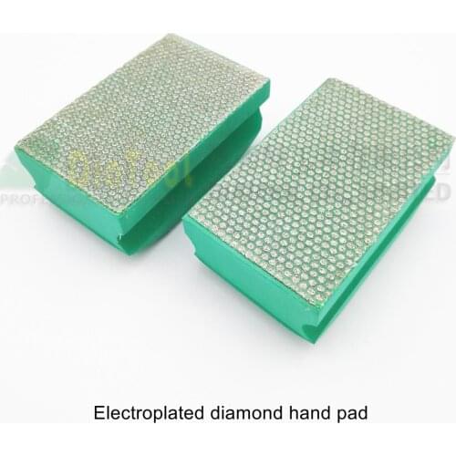 SHDIATOOL 2pcs Dotted Electroplated Diamond Hand Polishing Pad 90X55MM Grit 50 Hard Foam-backed Hand Pad