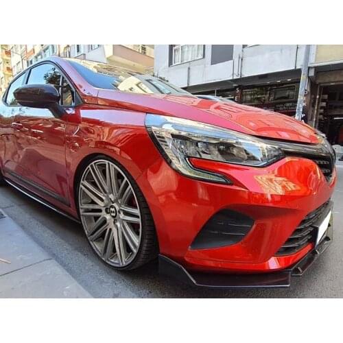 For Renault Clio 4 - Clio 5 Car Front Bumper Lip 3 Piece Black Splitter Diffuser Lip Body Kit Spoiler Bumpers