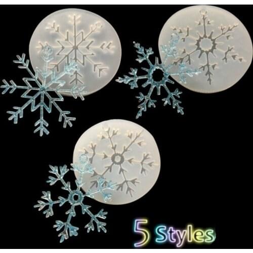 5types Snowflake Shape Resin Mold Epoxy Silicone Mold DIY Jewelry Making Crafting Tools