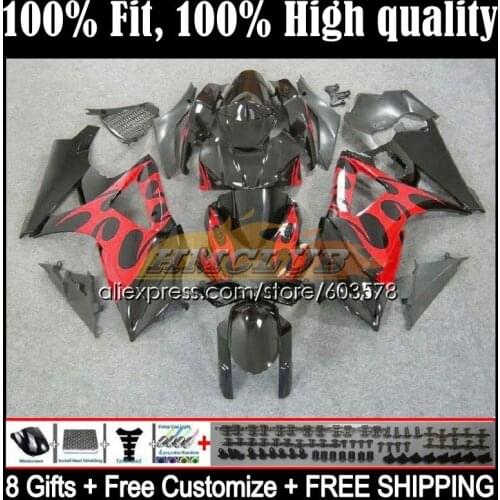 Injection For SUZUKI GSXR1000 GSX R1000 K7 GSX-R1000 13CL.17 GSXR-1000 07 08 GSXR 1000CC 1000 CC 2007 2008 Fairing Red flames