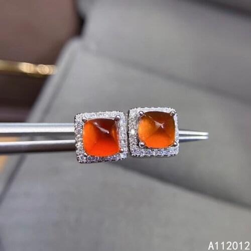 KJJEAXCMY fine jewelry natural Garnet 925 sterling silver vintage girl earrings new Ear Studs support test hot selling