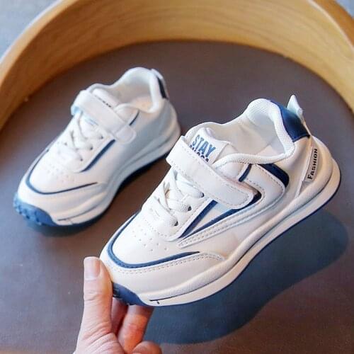Girls Sneakers for Childrens Shoes Breathable PU Leather Boys School Shoe Pink/Black/White,Size 26~36