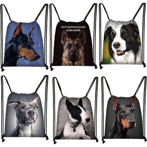 Cool hound / French Bulldog / German Shepherd Dog Print Drawstring Bag Women Travel Bags Men Backpack Storage Bag Boys Bookbag