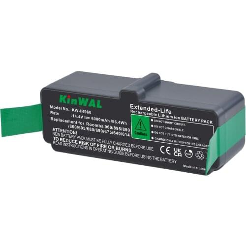 14.4V 6000mAh Rechargeable Li-ion Battery for iRobot Roomba 960/895/890/860/695/680/690/675/640/614 Series Vacuum Cleaners