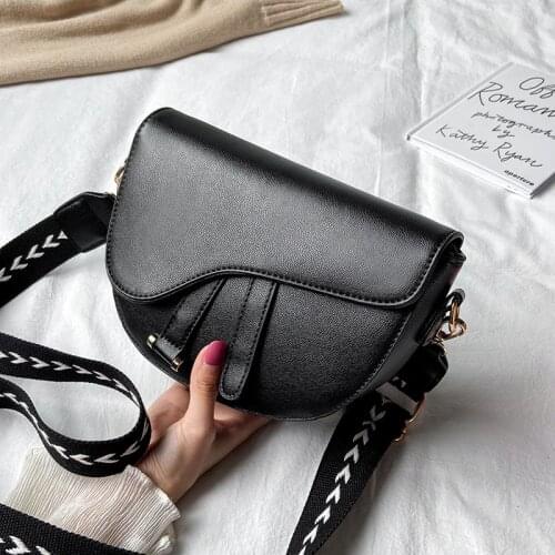 Fashion Weave Wide Shoulder Strap saddle bag PU Leather womens Cover Shoulder Messenger Bag
