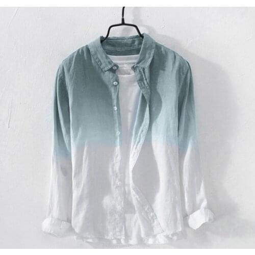 Summer explosions mens shirt cool thin breathable lapel casual comfortable lapel gradient cotton shirt size M-3XL рубашка 40