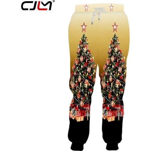 CJLM Man New Style Personality Colored Trend Pants 3D Printed Christmas Tree Large Size Mens Casual Sports Sweatpants