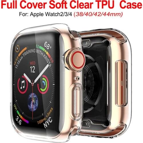 Soft Screen Protective Case for Apple Watch 2 3 4 Clear TPU Full Protection Cover 38MM 40MM 42MM 44MM Housing for iWatch