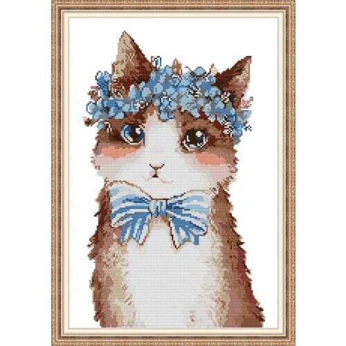 Joy Sunday Lovely cat 14CT and 11CT Cross stitch kits Needlework Chinese Embroidery Cross-Stitch DIY DMC Handwork Crafts Fabric