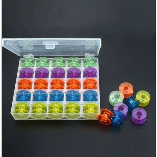 25Pcs Random Color Shuttle Core Box Plastic Empty Bobbins Sewing Machine Spools Storage For Home Needlework Tool Accessories