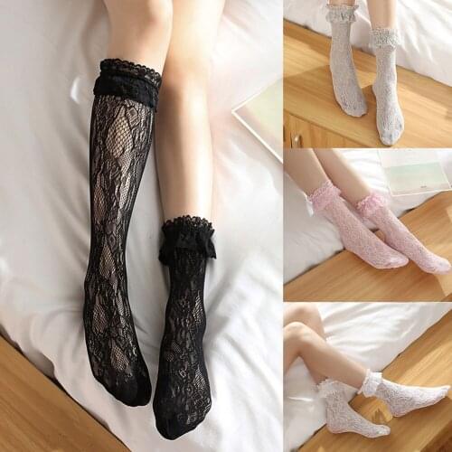 Hot Autumn New Sweet Retro Woman Girl Ruffle Casual Princess Socks Meias Cute Fashion Solid Lolita Lace Socks Exotic Accessories