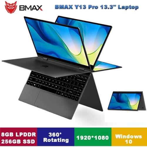 BMAX Y13 Pro 13.3" Laptop Windows 10 Intel Core 8GB RAM 256GB SSD 360° Rotating 1920*1080 IPS Touch Screen Backlight Keyborad