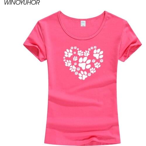 2020 New Fashion Dog Paw Print T-Shirt Women Short Sleeve Tshirt Tops Femme Funny Tumblr T Shirt Camiseta Femenina