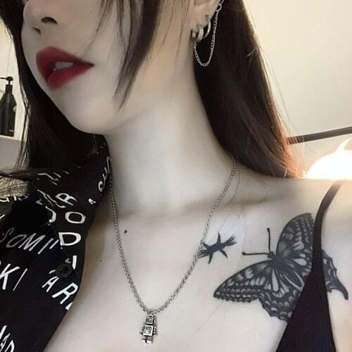 2021 New Fashion Tibetan Silver Color Pendant Mechanic Robot Choker Charm DIY Necklace Factory Price Handmade Jewelry