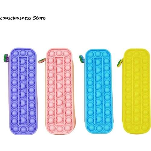 New Fidget Toy Push Stationery Box Student Large-capacity Stationery Storage Silicone Pencil Case Kawaii Stationery