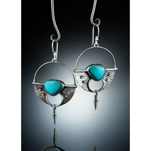 Rongyu new popular creative bullet Turquoise Earrings wholesale of European and American retro Earrings