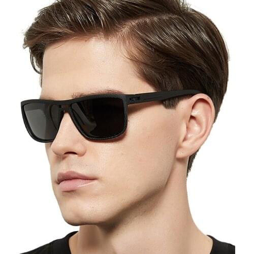 New simple square mens sunglasses double beam texture polarized sunglasses UV400 spring legs vintage fashionable glasses