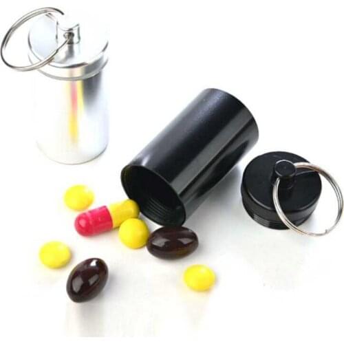Outdoor Waterproof Mini Aluminum Keychain Tablet Storage Box Bottle Case Holder Organizer Portable Medicine Bottle Accessories