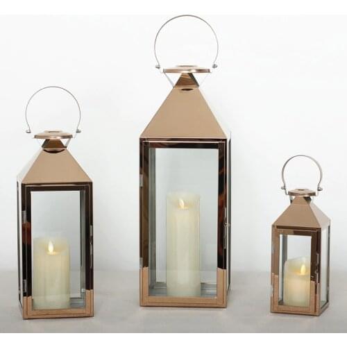 Morocco Rose Gold lantern Candlestick European crystal candle holders Glass candle holder romantic candle holder decoration