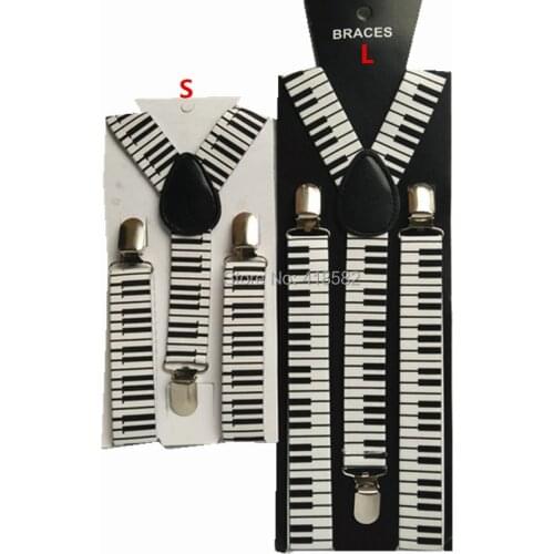 BD032-Best wedding gift Piano Print suspenders for men and women high quality adult leather braces Y-back kids braces free ship