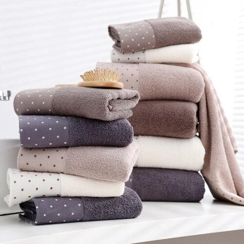 2pcs 34*74 cm Face towel Super soft long stapled cotton face towel excellent water-absorbing quality dots pattern towel