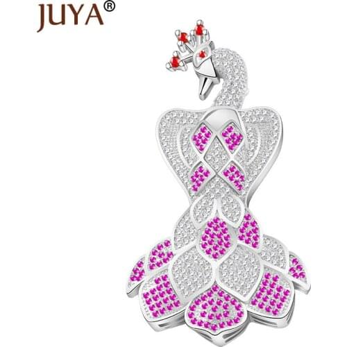 Jewelry Making Supplies Top Quality Copper cubic zirconia Crystal Peacock Pendant For DIY Beaded Pearls Necklaces Components