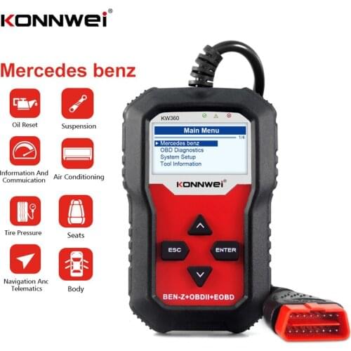 Professional OBD2 Scanner Automotive KW360 Code Reader OBDII Auto Diagnostic Tool for Benz Srs/ABA/Transmission/ Engine Scanner