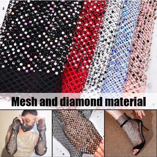 24X40CM Color Hot Drilling Mesh Gauze Cloth Hot Stamping Translucent Party Dress Fabric Wedding Apparel Fabric