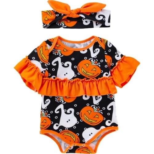 Christmas Newborn Bodysuit Short Sleeve Halloween Pumpkin Cartoon Skull Romper Jumpsuit Baby Girls Boys Clothes 3-24m