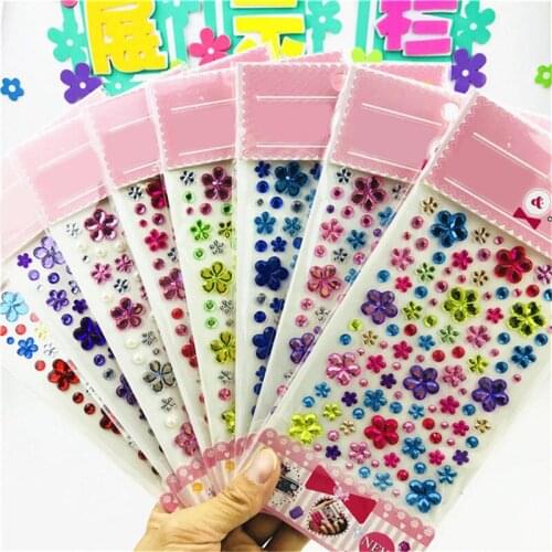 Flower Crystal Self Adhesive Rhinestone Strip Glitter Gems Jewel Diamond Sticker Scrapbooking DIY Decal Color Sent Randomly